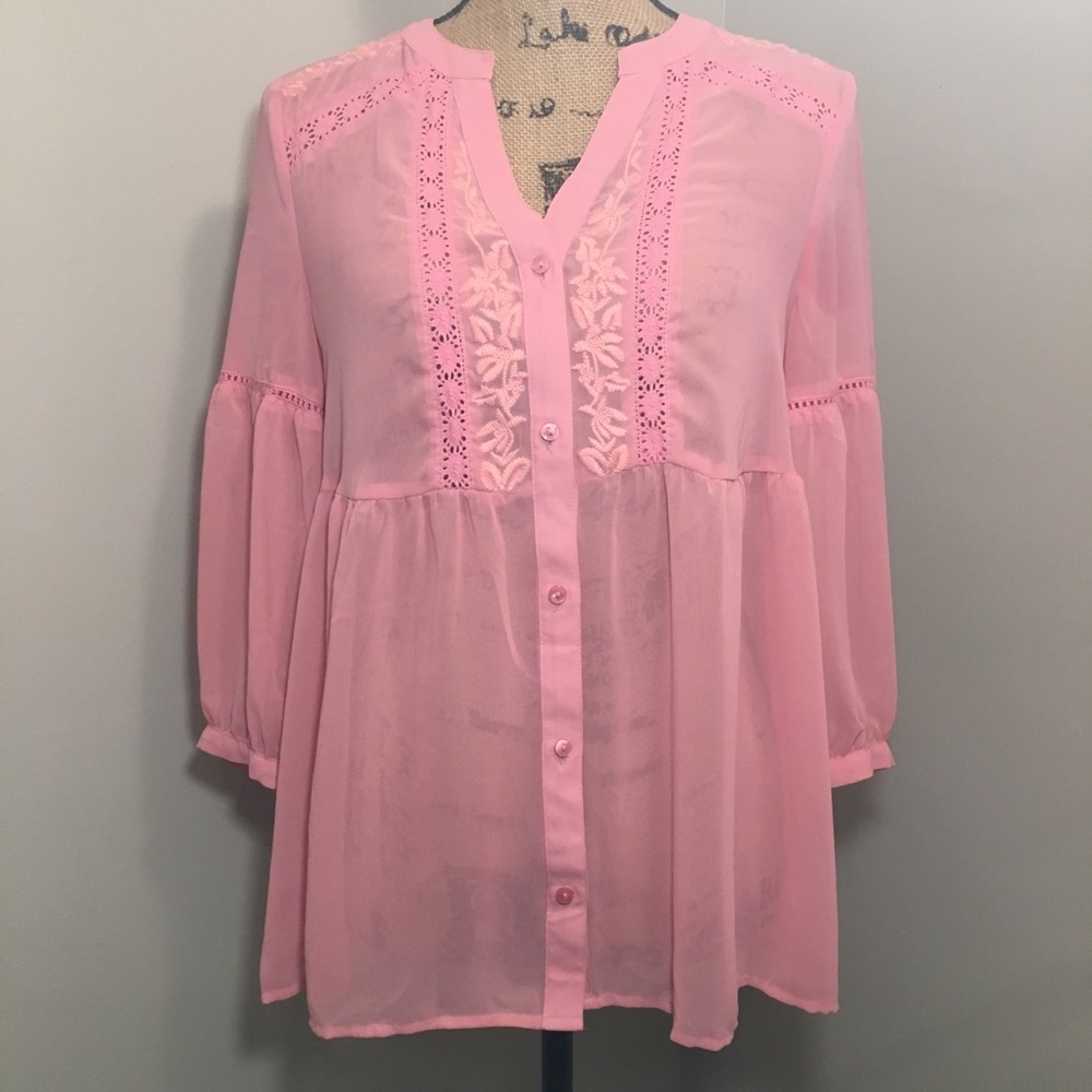 Lauren Conrad Pink Sheer Blouse Size XS - Picture 2 of 7
